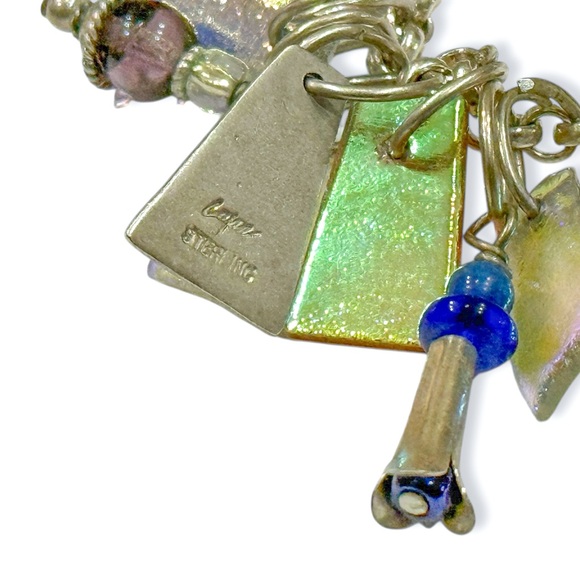 Harold Lujan Dichroic Rainbow Glass Charm Bracelet and Earrings Set - Picture 15 of 17